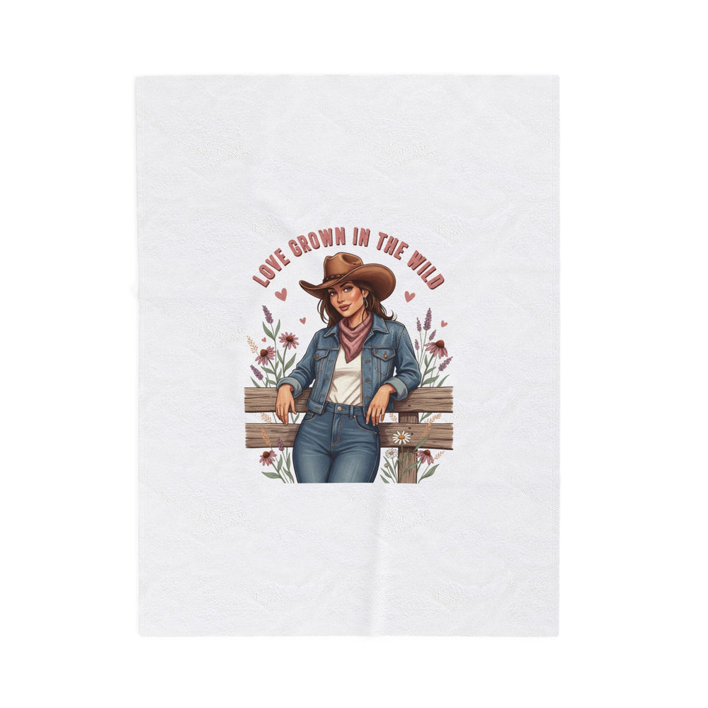 Cowgirl Love Illustration Velveteen Blanket | Western Valentine, Vintage Badge