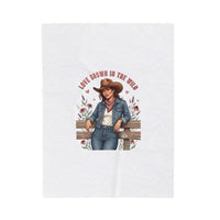 Cowgirl Love Illustration Velveteen Blanket | Western Valentine, Vintage Badge