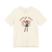 Bella+Canvas3001 | Love & Grit Cowgirl Tee | Western Valentine, Boot Heart Design
