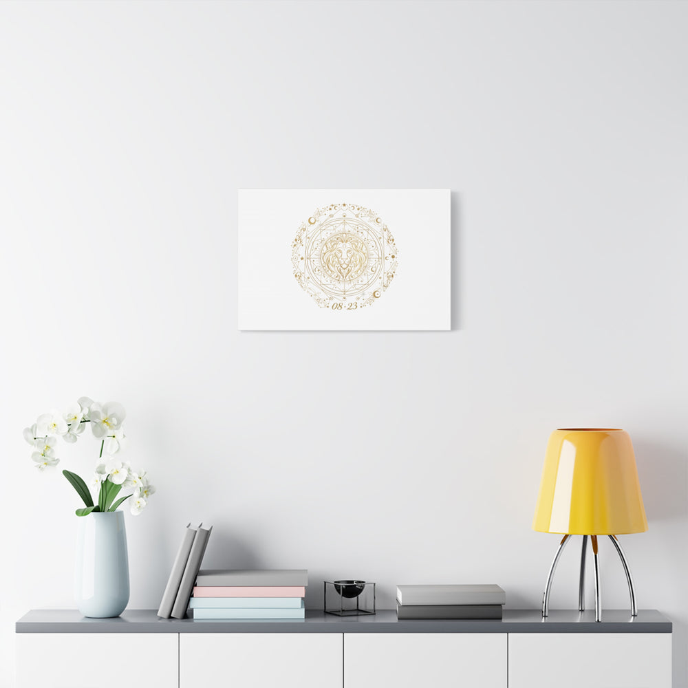 Gold Leo Zodiac Canvas, Astrological Constellation Art | Metallic Lion Wall Art