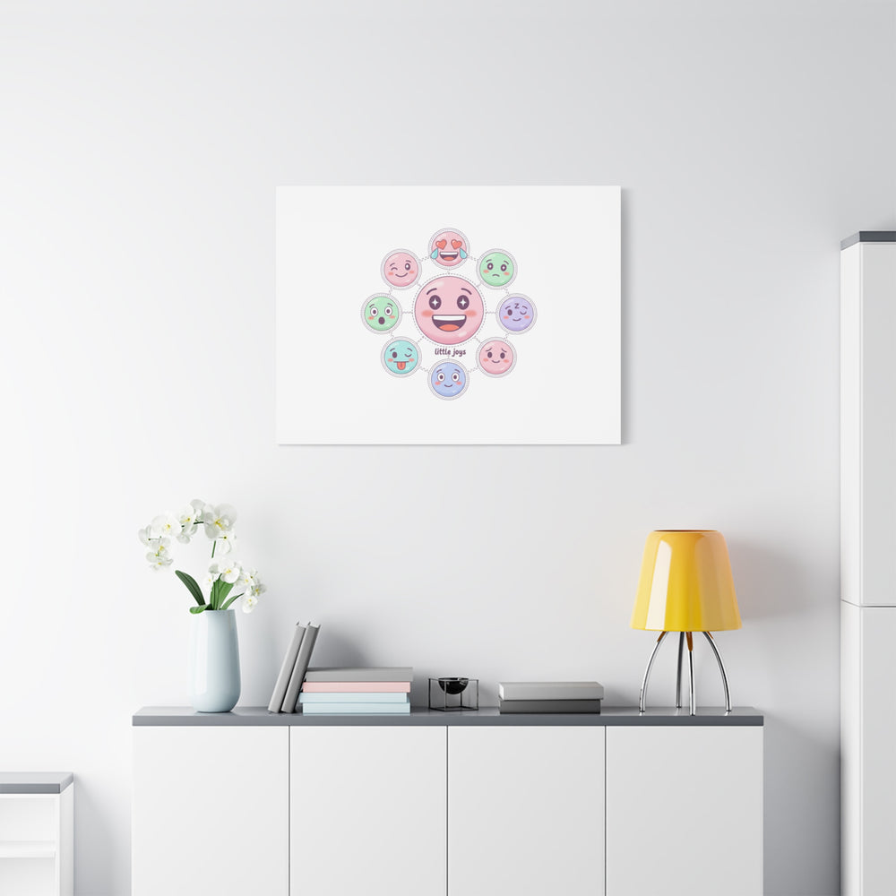 Hand-Drawn Emoticon Sticker Pattern Canvas | Cute Emoji Repeat Print