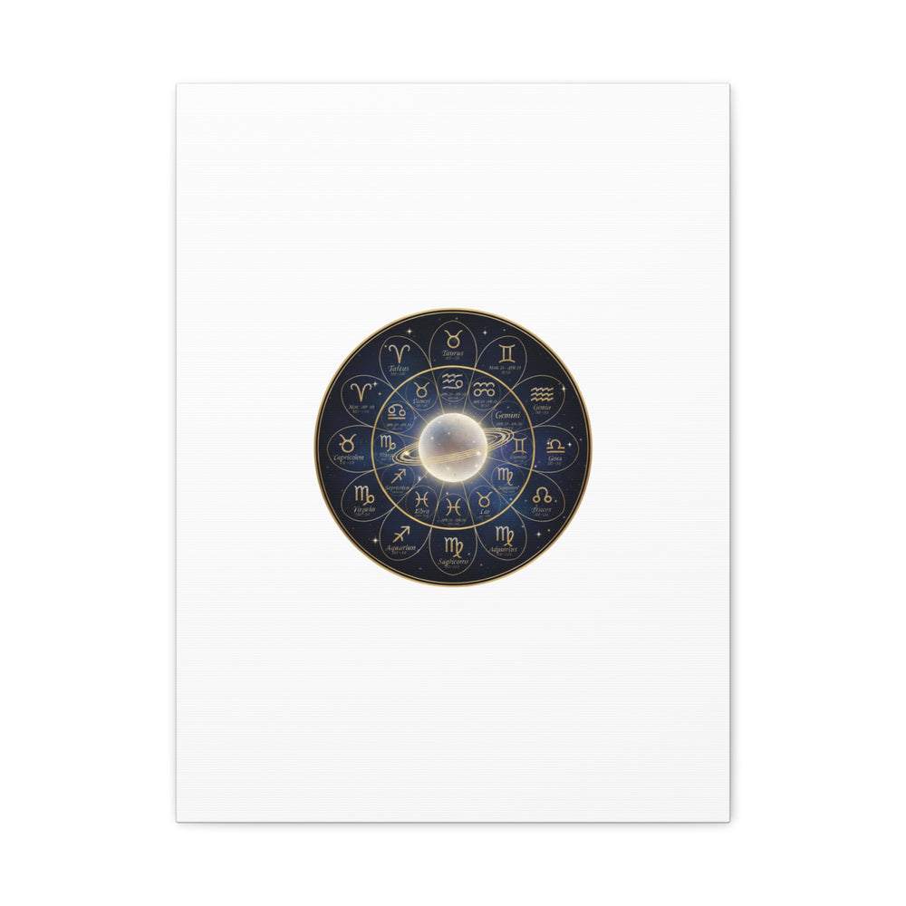Zodiac Constellation Wheel Canvas, Astrology Art Print | Gold Foil Galaxy
