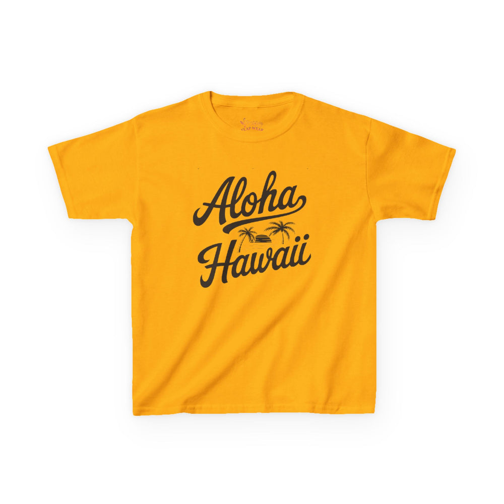 Gildan 5000B | Kids’ Tropical Vibes "Aloha Hawaii" Graphic Tee – Soft Cotton Summer T-Shirt