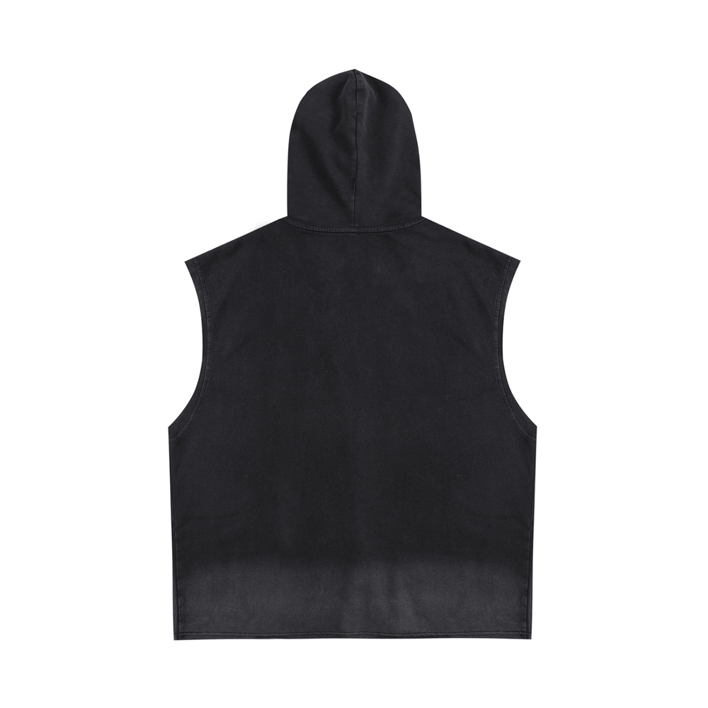 Unisex Vintage Washed Zip-Up Hooded Tank Top | tank top,tank top men,tank tops women,tank top with built in bra,tank tops women y2k