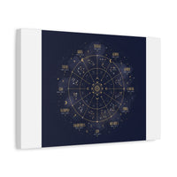 Gold Zodiac Wheel Canvas | Astrology Constellation Art, Cosmic Wall Print