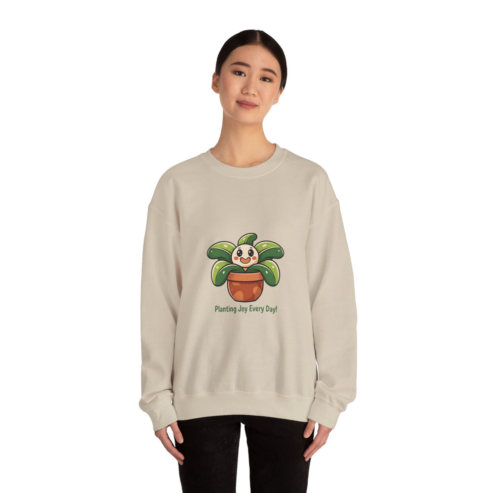 Planting Joy Every Day Sweatshirt | Plant Parent Humor, Sage Cream Botanical