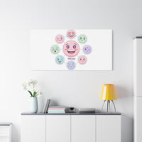 Hand-Drawn Emoticon Sticker Pattern Canvas | Cute Emoji Repeat Print
