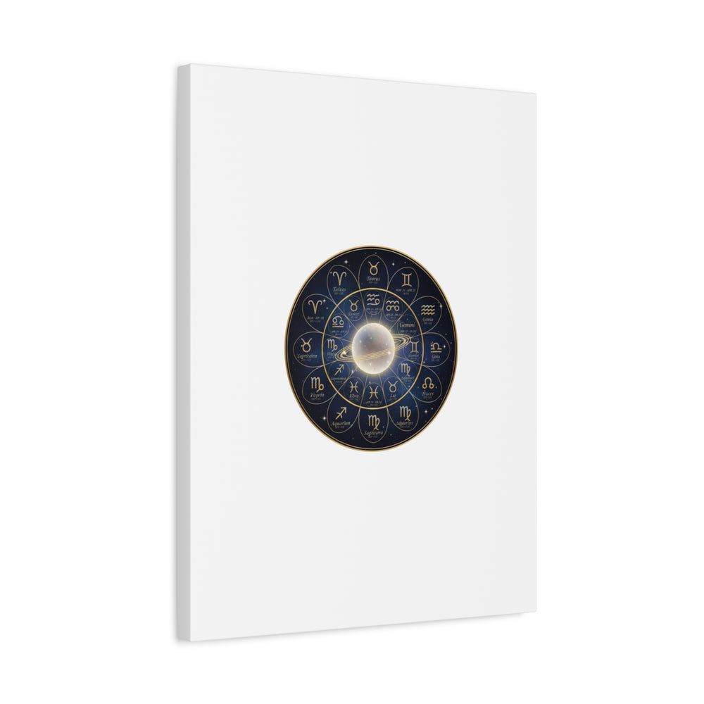 Zodiac Constellation Wheel Canvas, Astrology Art Print | Gold Foil Galaxy