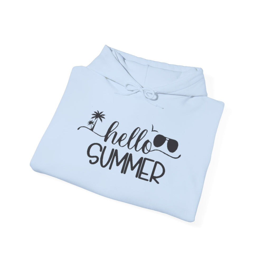 Gildan 18500 | Unisex "Summer Holiday" Sunset Graphic Hoodie – Tropical Palm & Wave Design – Premium Coastal Fleece Pullover