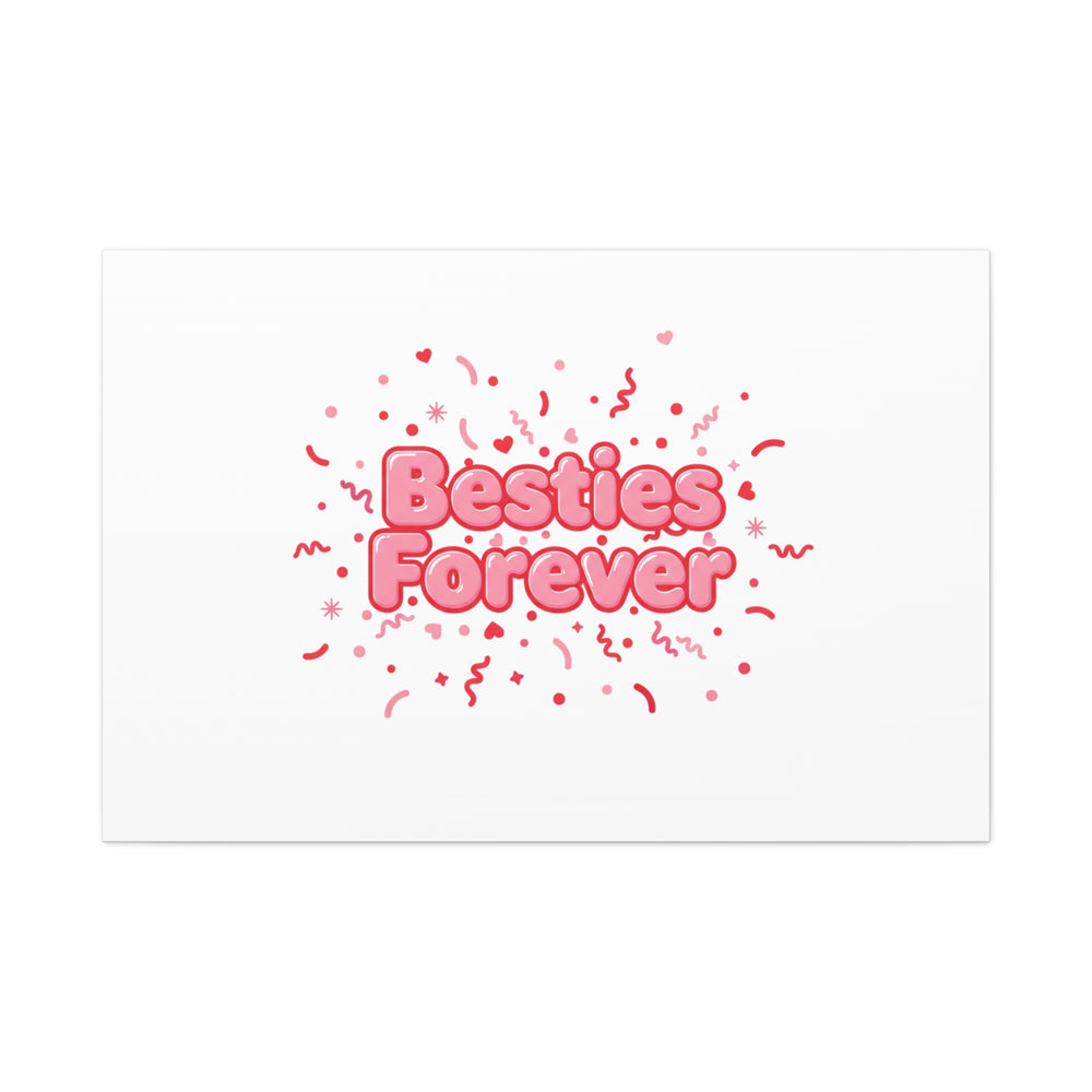 Besties Forever Canvas | Galentine’s Friendship Wall Art, Pink Confetti