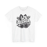 Gildan 5000 | Aloha Floral Hibiscus T-Shirt - Tropical Botanical Graphic Tee - Hawaiian Summer Aesthetic Shirt