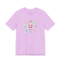 Bella+Canvas3001 | Hand-Drawn Emoticon Pattern Tee | Cute Emoji Sticker Repeat Print