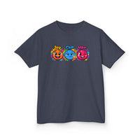Gildan 5000B | Kids' "Joy, Chill, Vibe" Trio Graphic Tee | Kids Tee — Joy Chill Vibe Emoji Trio Graphic T-Shirt