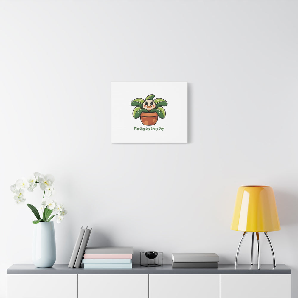 Planting Joy Every Day Canvas | Plant Parent Pun, Sage Cream Botanical Art