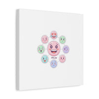 Hand-Drawn Emoticon Sticker Pattern Canvas | Cute Emoji Repeat Print