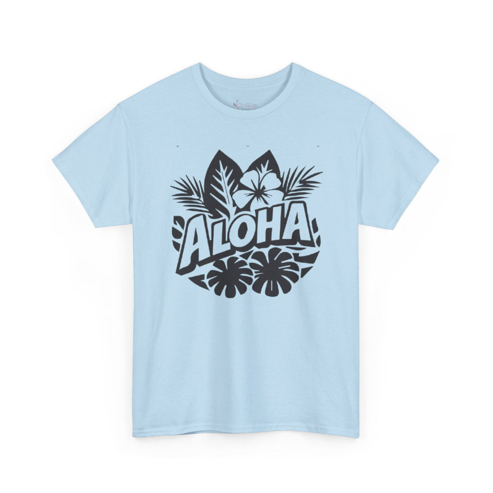 Gildan 5000 | Aloha Floral Hibiscus T-Shirt - Tropical Botanical Graphic Tee - Hawaiian Summer Aesthetic Shirt