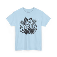 Gildan 5000 | Aloha Floral Hibiscus T-Shirt - Tropical Botanical Graphic Tee - Hawaiian Summer Aesthetic Shirt