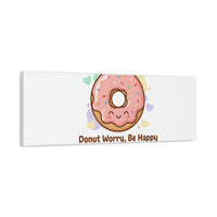 Donut Worry Be Happy Canvas, Matte Stretched Wall Art | Food Pun Decor