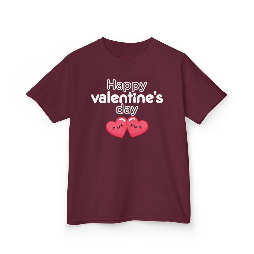 Kids Happy Valentine’s Day T-Shirt – Youth Modern Typography Graphic Tee – Soft Cotton Holiday School Shirt for Boys & Girls