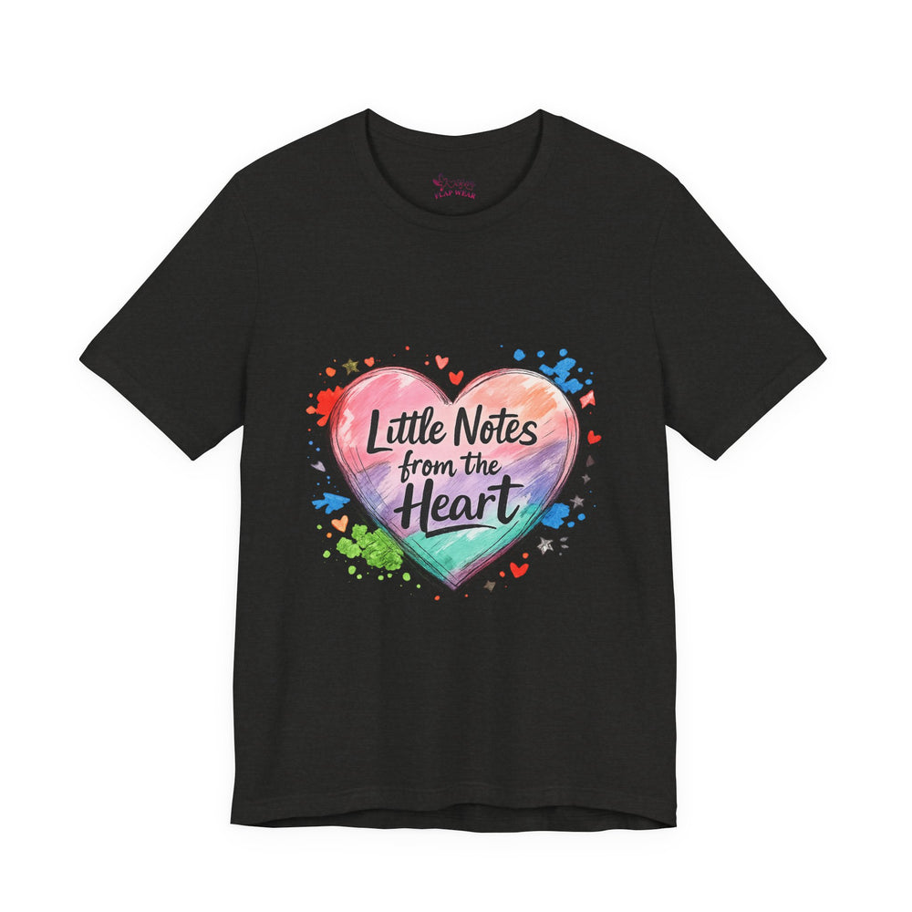 Bella+Canvas 3001 | "Little Notes from the Heart" Heart-Shaped Aesthetic T-Shirt | Little Notes from the Heart Tee | hand‑drawn marker effect, doodle art