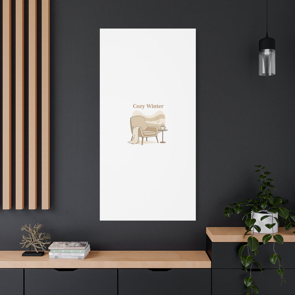 Cozy Winter minimal line art Canvas | Slow Life, soft life neutral wall decor