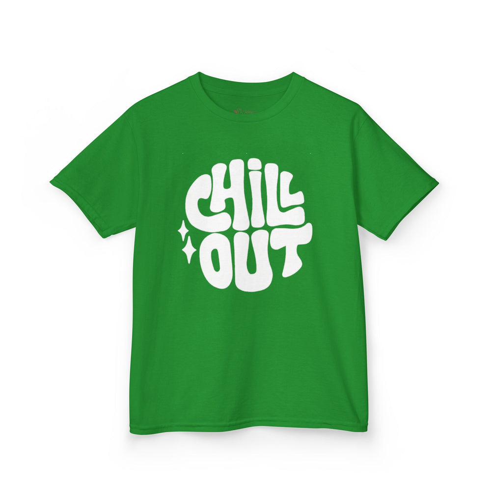 Gildan 5000B | Groovy "Chill Out" Kids' Cotton T-Shirt – Retro Aesthetic Youth Graphic Tee
