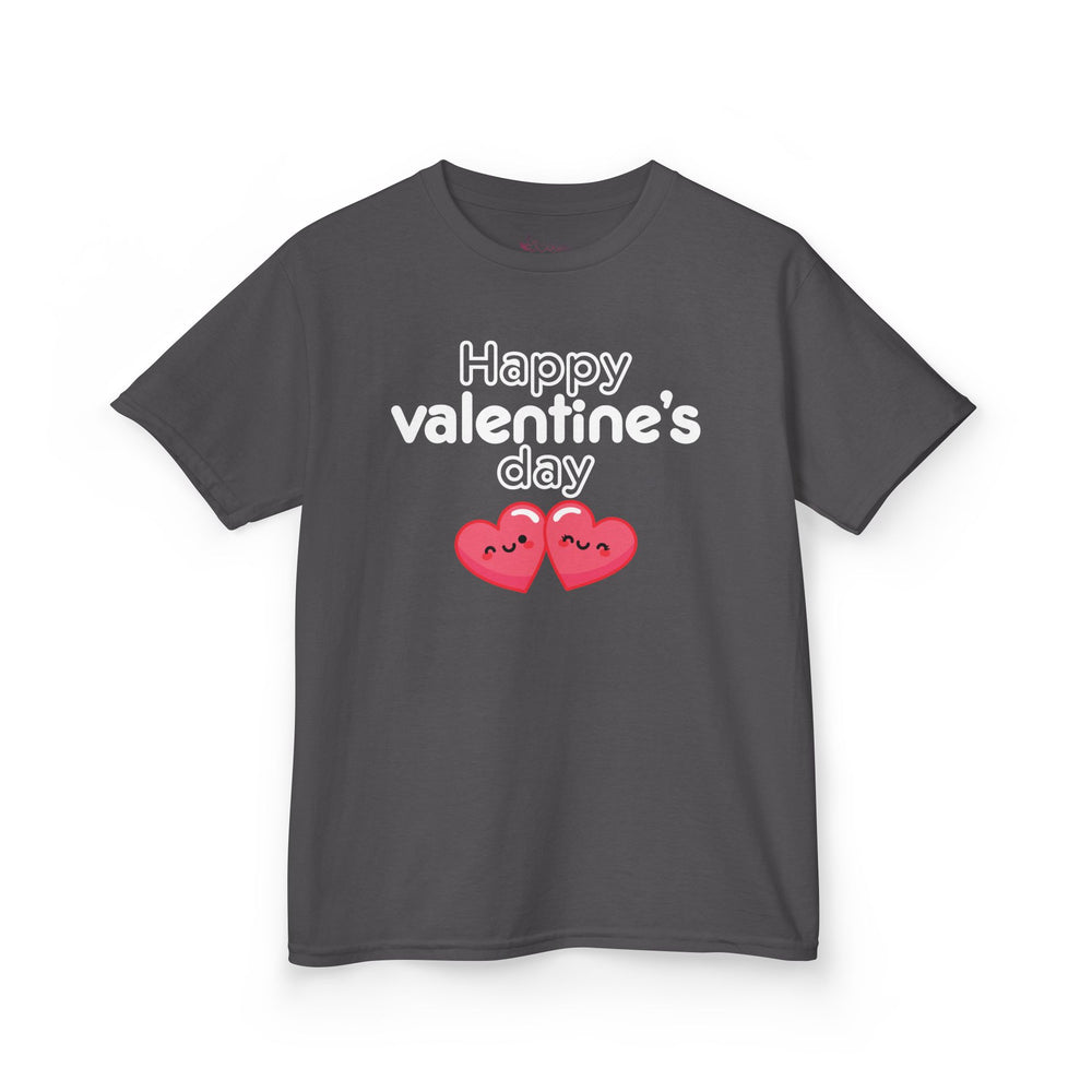 Kids Happy Valentine’s Day T-Shirt – Youth Modern Typography Graphic Tee – Soft Cotton Holiday School Shirt for Boys & Girls