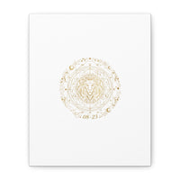 Gold Leo Zodiac Canvas, Astrological Constellation Art | Metallic Lion Wall Art