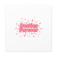 Besties Forever Canvas | Galentine’s Friendship Wall Art, Pink Confetti