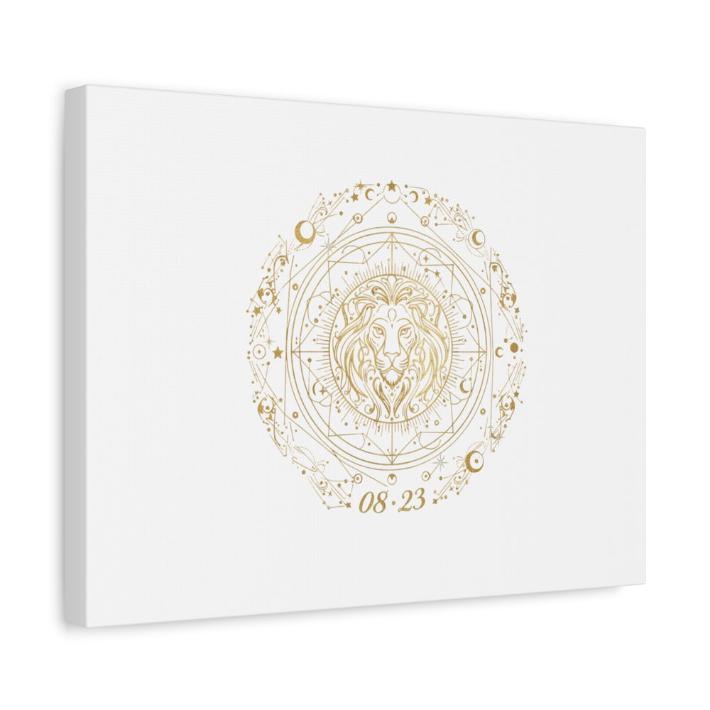 Gold Leo Zodiac Canvas, Astrological Constellation Art | Metallic Lion Wall Art