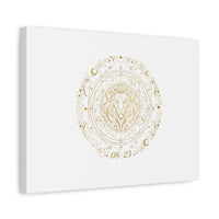 Gold Leo Zodiac Canvas, Astrological Constellation Art | Metallic Lion Wall Art