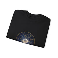 Zodiac Wheel Constellation Crewneck Sweatshirt | Astrology Cosmic Metallic