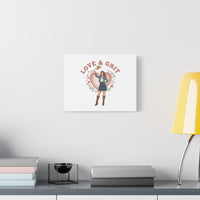 Love & Grit Canvas, Western Valentine Cowgirl Heart Poster | Cowboy Valentine