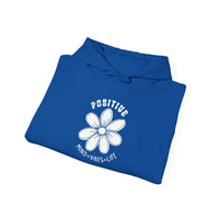Gildan 18500 | Unisex "Positive Mind Vibes Life" Flower Hoodie – Minimalist Daisy Graphic – Premium Soft Fleece Motivational Pullover