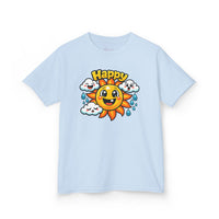 Gildan 5000B | Kids' Happy Sun & Smiling Clouds Graphic Tee – Vibrant Summer Mood T-Shirt
