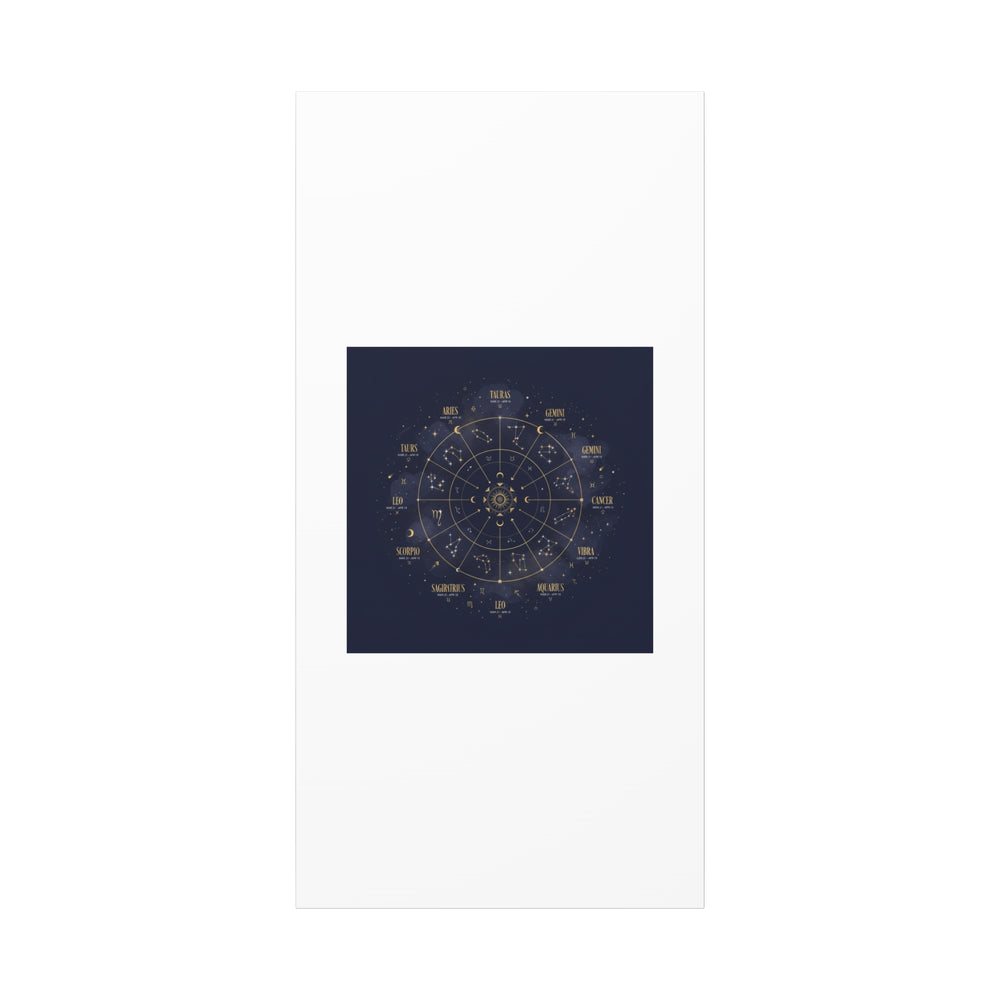 Gold Zodiac Wheel Canvas | Astrology Constellation Art, Cosmic Wall Print