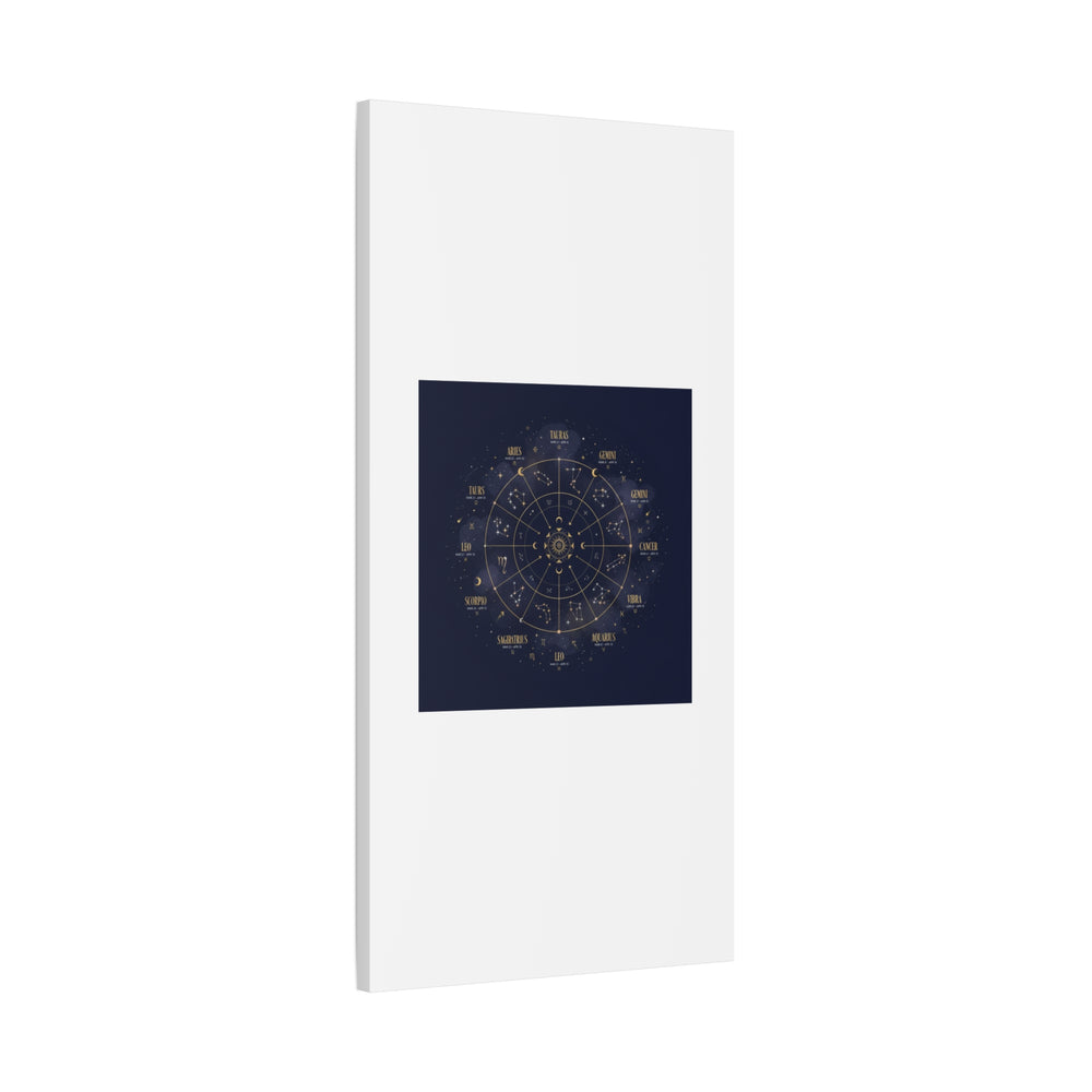 Gold Zodiac Wheel Canvas | Astrology Constellation Art, Cosmic Wall Print