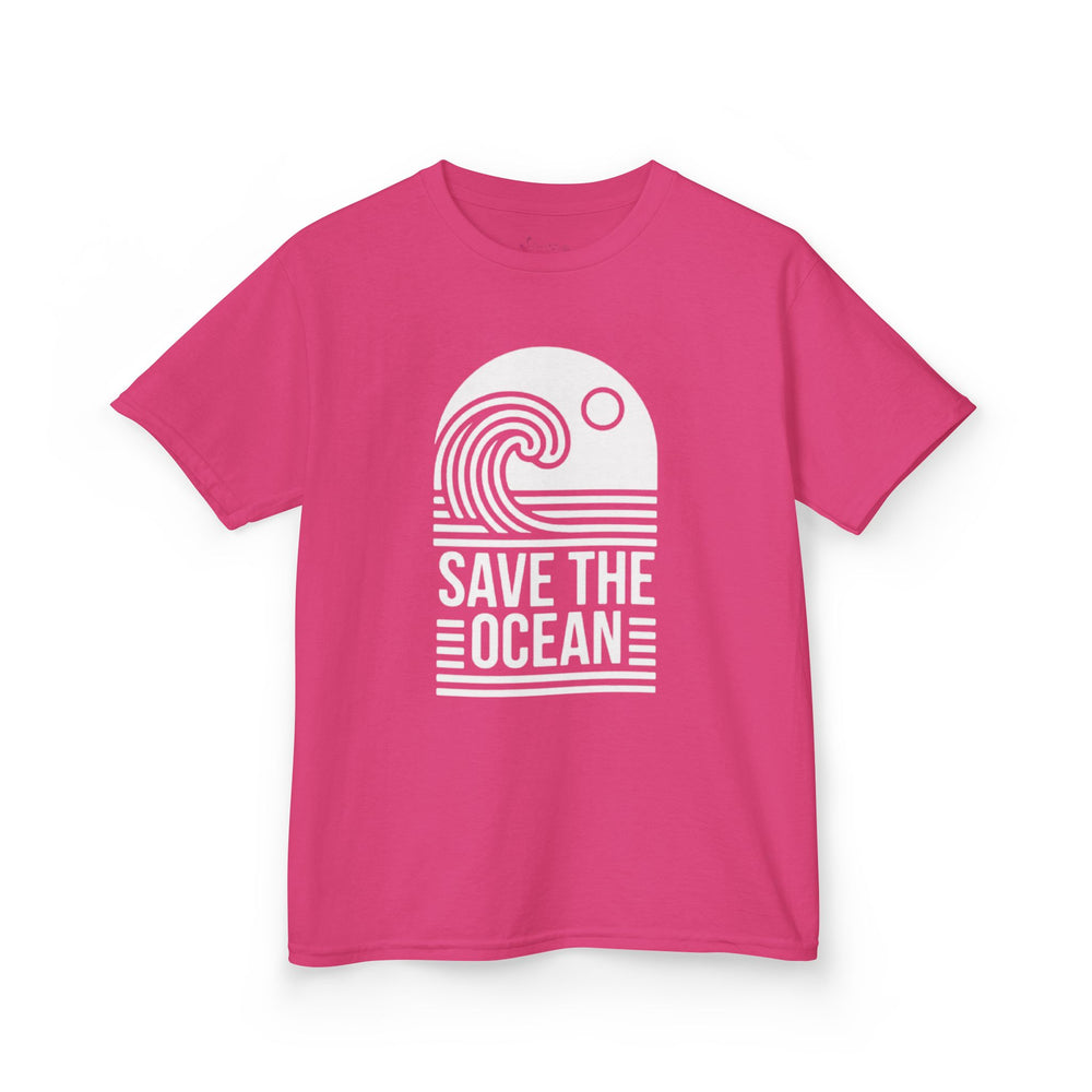 Gildan 5000B | Kids' Save the Ocean Eco-Graphic T-Shirt | Soft Cotton Ocean Wave Tee