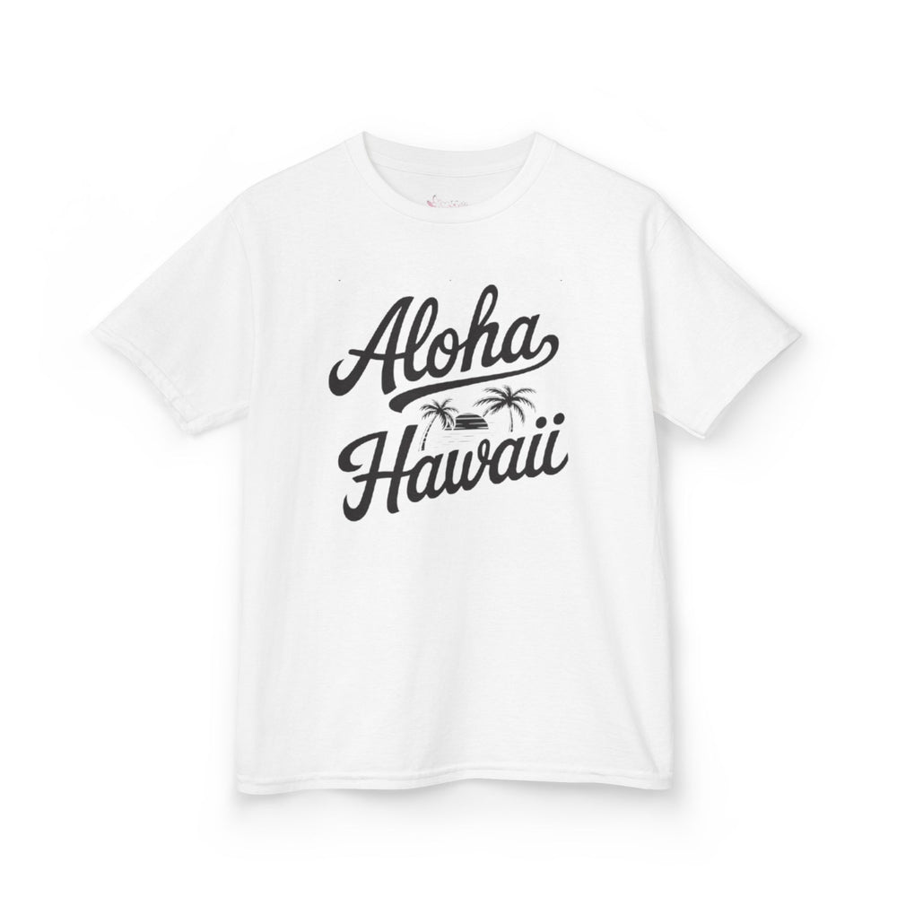 Gildan 5000B | Kids’ Tropical Vibes "Aloha Hawaii" Graphic Tee – Soft Cotton Summer T-Shirt
