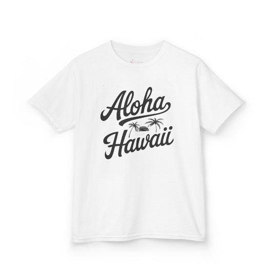 Gildan 5000B | Kids’ Tropical Vibes "Aloha Hawaii" Graphic Tee – Soft Cotton Summer T-Shirt