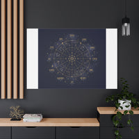 Gold Zodiac Wheel Canvas | Astrology Constellation Art, Cosmic Wall Print
