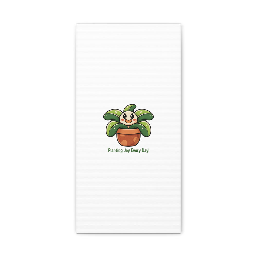 Planting Joy Every Day Canvas | Plant Parent Pun, Sage Cream Botanical Art