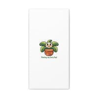 Planting Joy Every Day Canvas | Plant Parent Pun, Sage Cream Botanical Art