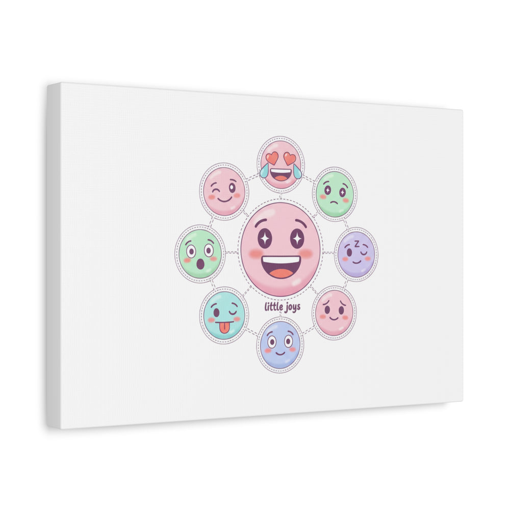 Hand-Drawn Emoticon Sticker Pattern Canvas | Cute Emoji Repeat Print