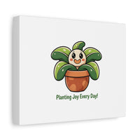 Planting Joy Every Day Canvas | Plant Parent Pun, Sage Cream Botanical Art