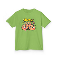 Gildan 5000B | Kids' "Happy Trio" Emoji Graphic Tee – Fun & Expressive Summer Shirt | "Happy!" Vibes Youth T-Shirt – Soft Cotton Tee for Active Kids | Vibrant Emoji Squad Kids' Tee – Comfortable Daily...