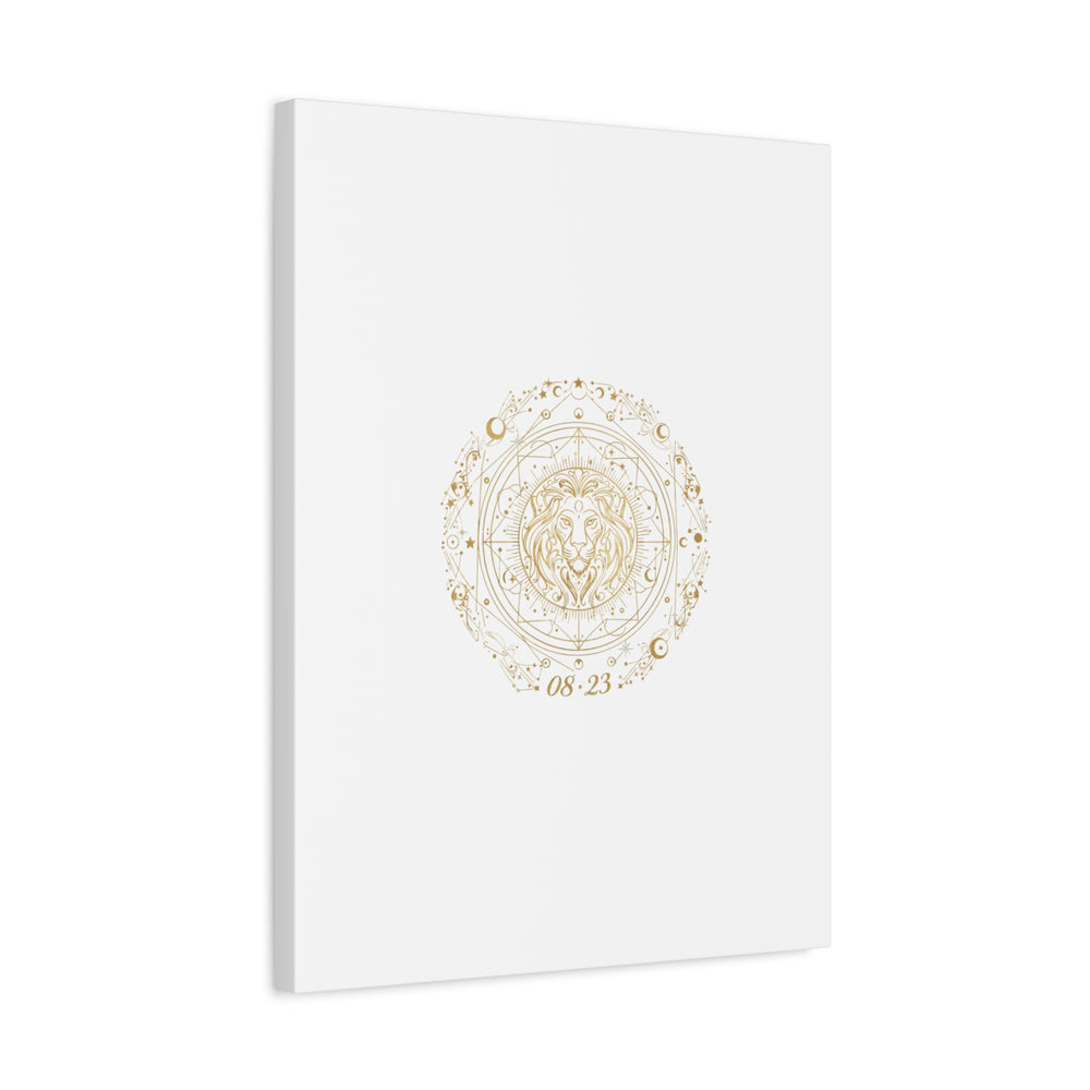 Gold Leo Zodiac Canvas, Astrological Constellation Art | Metallic Lion Wall Art