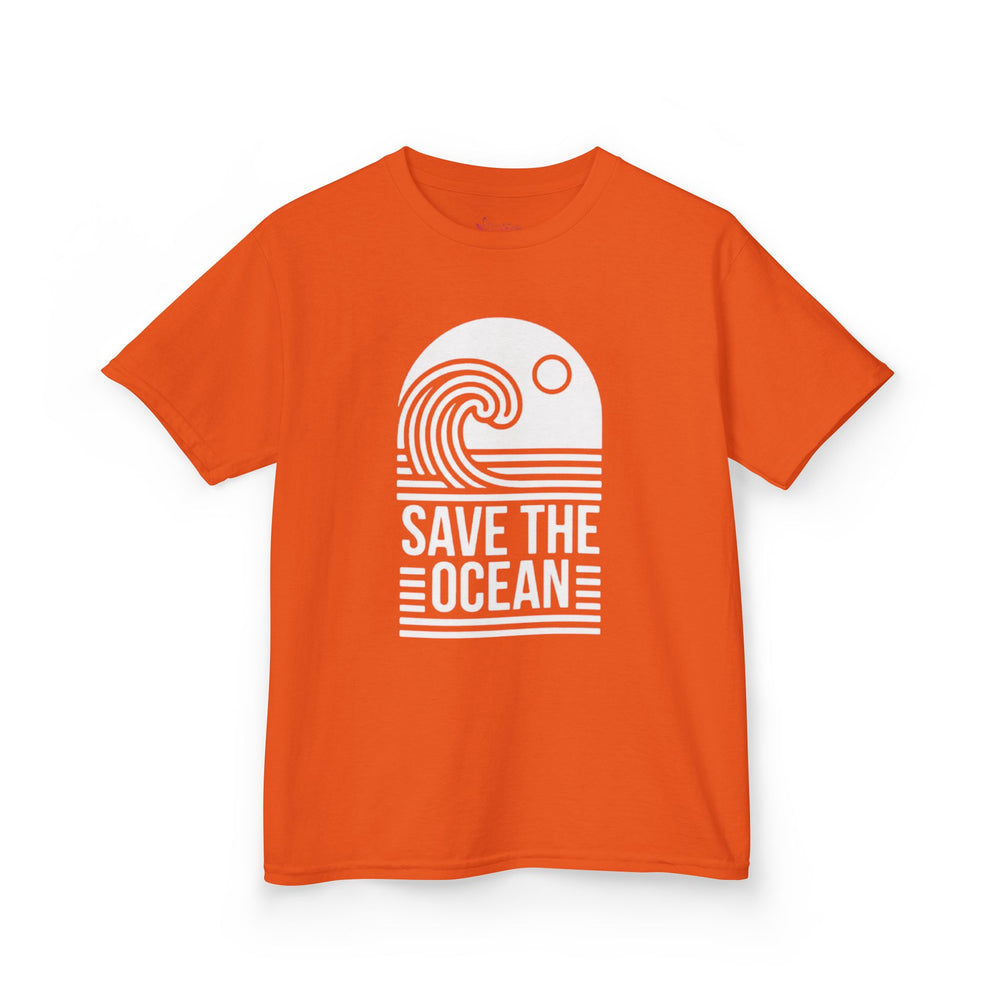 Gildan 5000B | Kids' Save the Ocean Eco-Graphic T-Shirt | Soft Cotton Ocean Wave Tee
