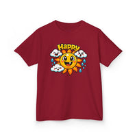 Gildan 5000B | Kids' Happy Sun & Smiling Clouds Graphic Tee – Vibrant Summer Mood T-Shirt