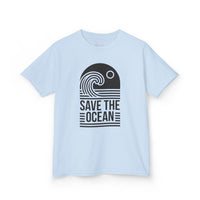 Gildan 5000B | Kids' Save the Ocean Eco-Graphic T-Shirt | Soft Cotton Ocean Wave Tee